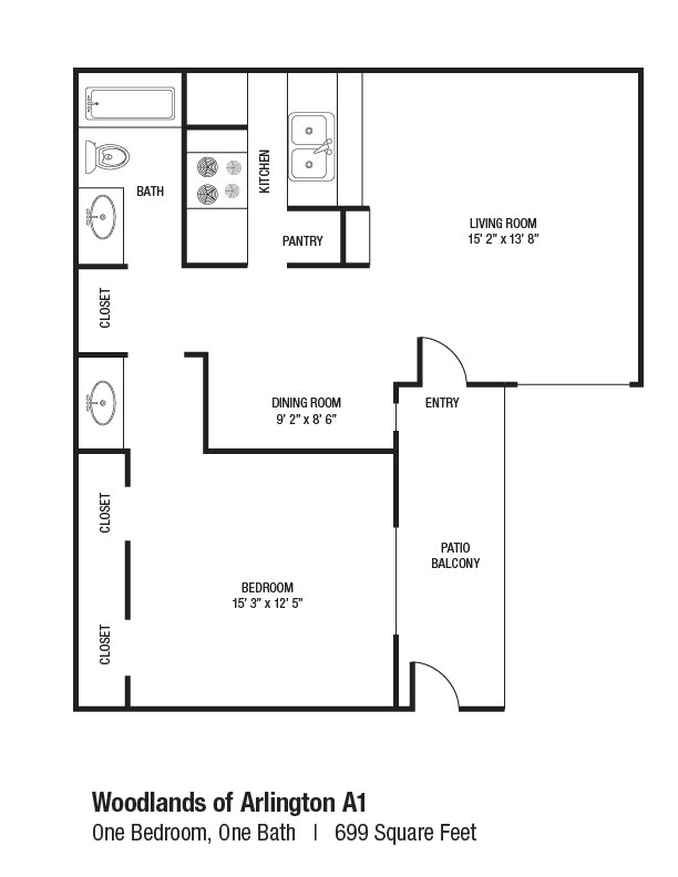 Upgraded- 1 Bedroom 1 Bath 304 floor plan